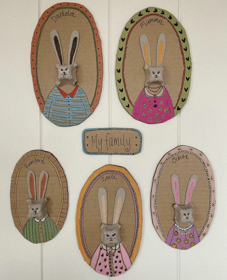 Easter Craft Idea: Egg carton bunny family