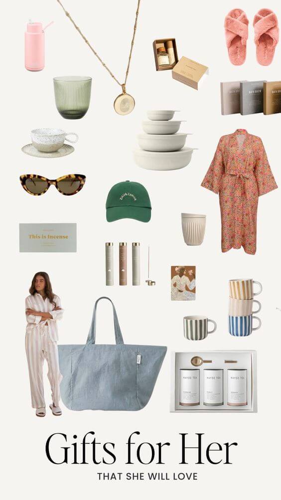 Gifts for Mothers Day: A collage of gift ideas for her