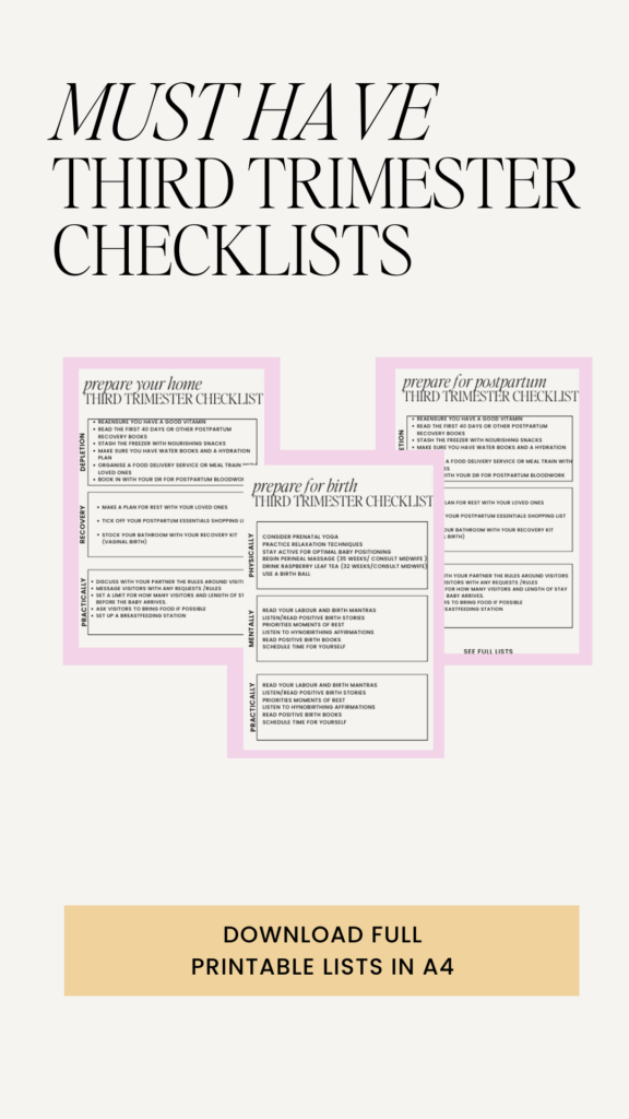 image for downloading the free checklists for third trimester
